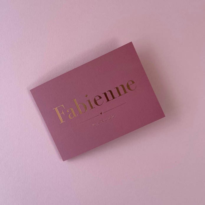 Lief klassiek geboortekaartje meisje met roségoud folie