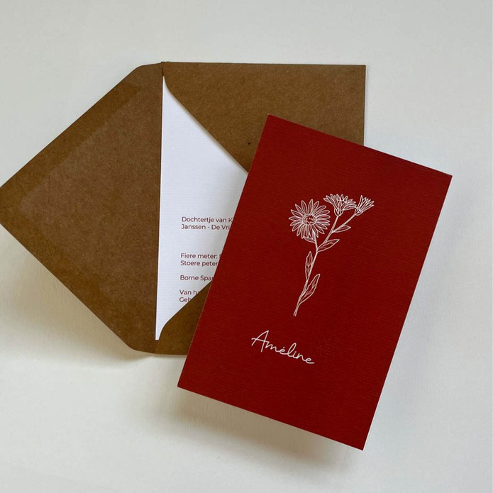 Geboortekaartje meisje met geboortebloem