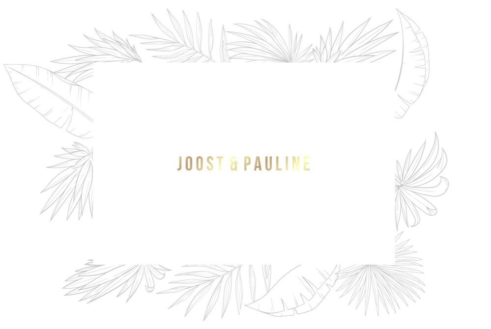 Bohemian trouwkaart bladeren en goudfolie