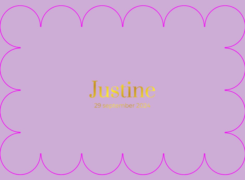 Elegant lila kaartje met gouden foliedruk in bijzondere vorm voor meisje