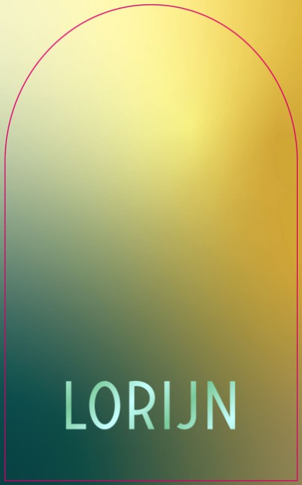 Geboortekaartje in bijzondere vorm en kleurverloop voor Lorijn