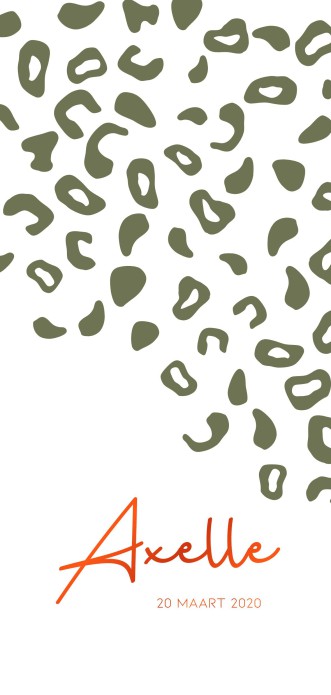 Geboortekaartje voor een meisje met panterprint en foliedruk