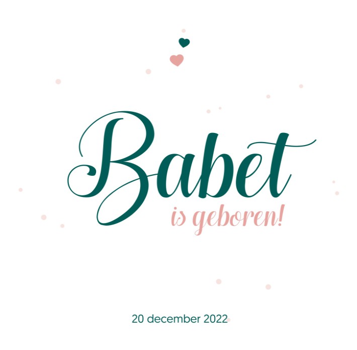 Hip en lief geboortekaartje meisje bijzondere kleurencbombinatie