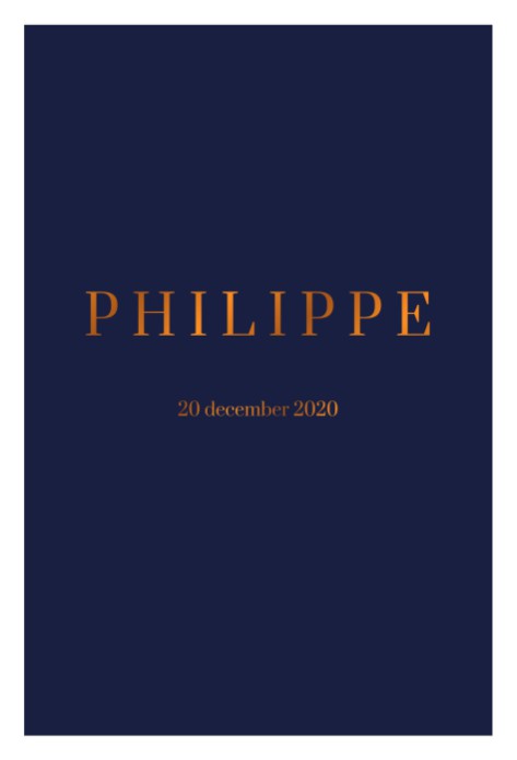 Klassiek gevouwen kaartje in marineblauw en bronsfolie