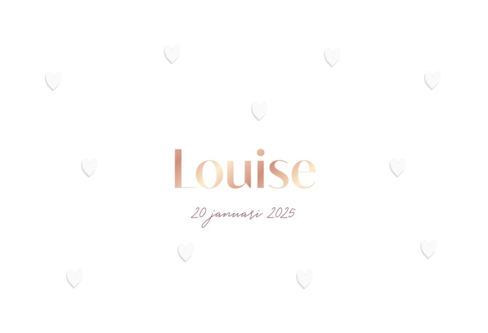 Lief meisjeskaartje gevouwen met reliëf van hartjes