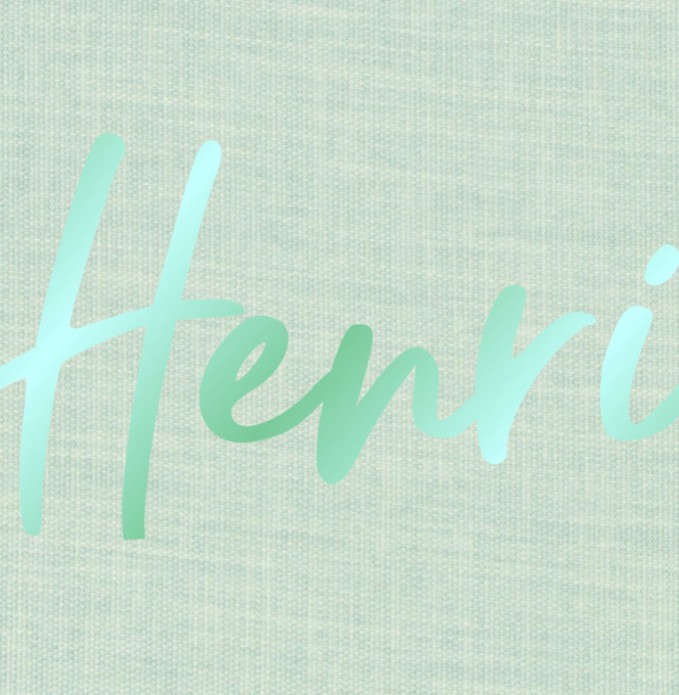 Linnen geboortekaartje stoer mintgroen met groene folie