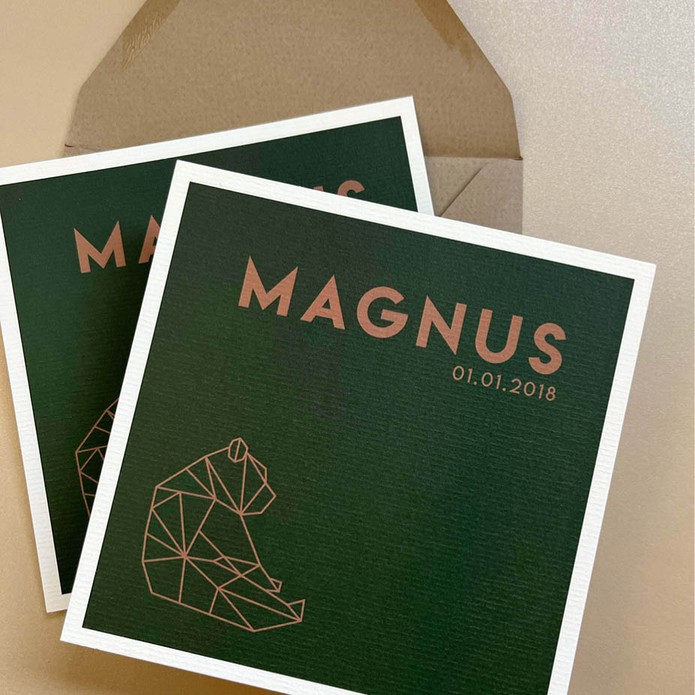 Geboortekaartje jongen met geometrische beer