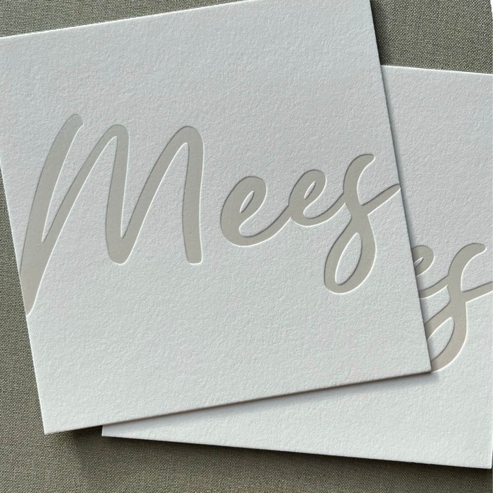 Sereen geboortekaartje letterpress folie naam