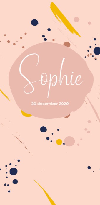 Speels geboortekaartje in kleur met verfstrepen