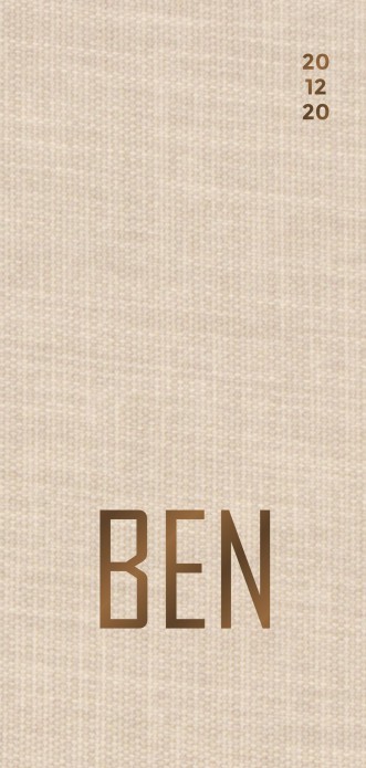 Minimalistisch linnenstof geboortekaartje jongen