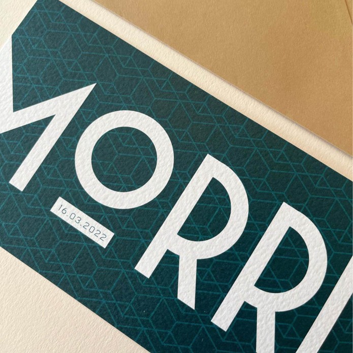 Stoer geboortekaartje patroon petrol jongen