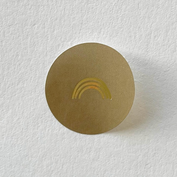 Sluitsticker mosgroen, gouden regenboog