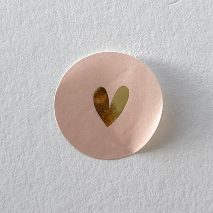 Sluitsticker roze, goud hartje