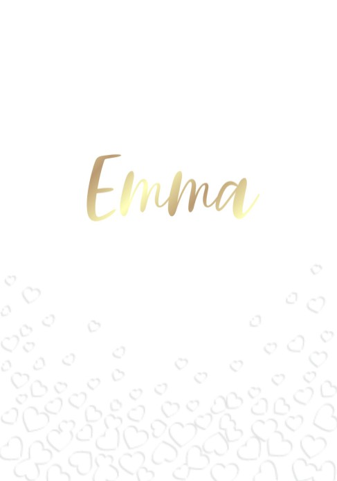 Sereen geboortekaartje wit met hartjes verhoogd gedrukt