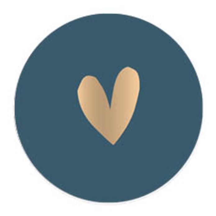 Sluitsticker jeansblauw, goud hartje