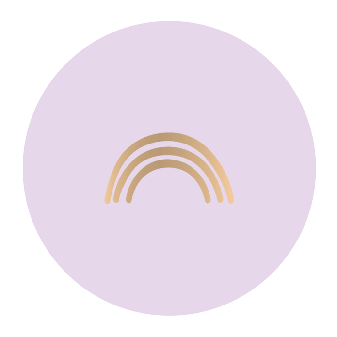 Sluitsticker lila, gouden regenboog