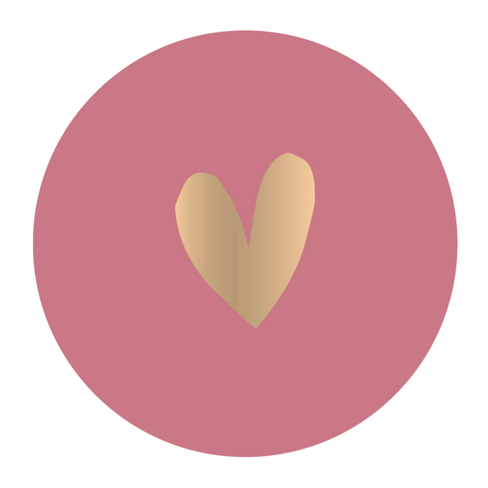 Sluitsticker framboos, goud hartje