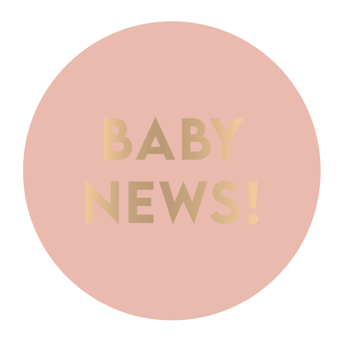 Sluitsticker roze, goud babynews