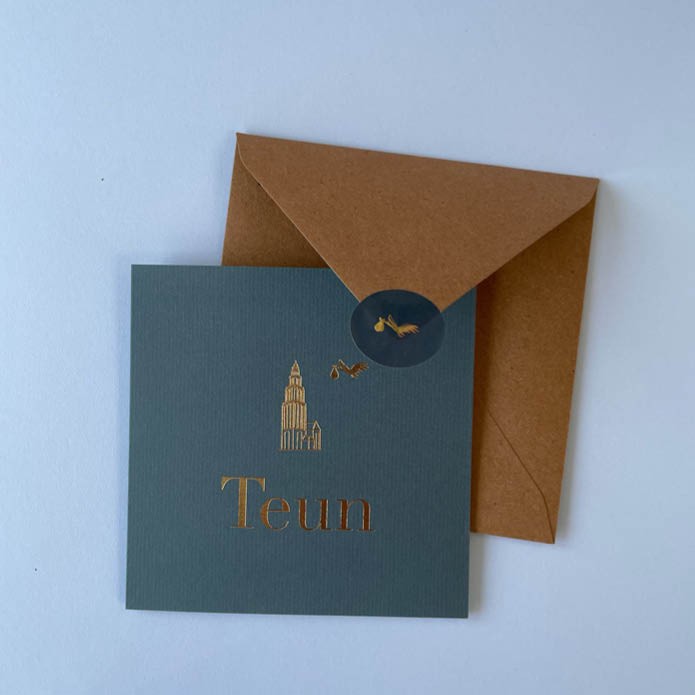 Geboortekaartje met Martinitoren van Groningen