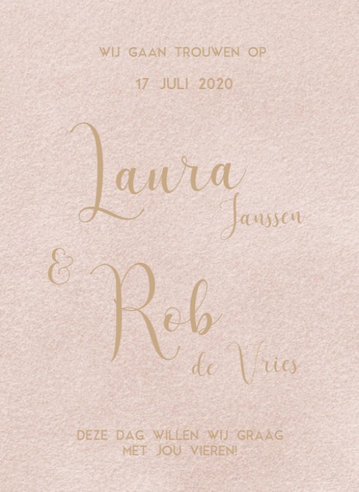 Luxe trouwkaart met goudfolie op velvet