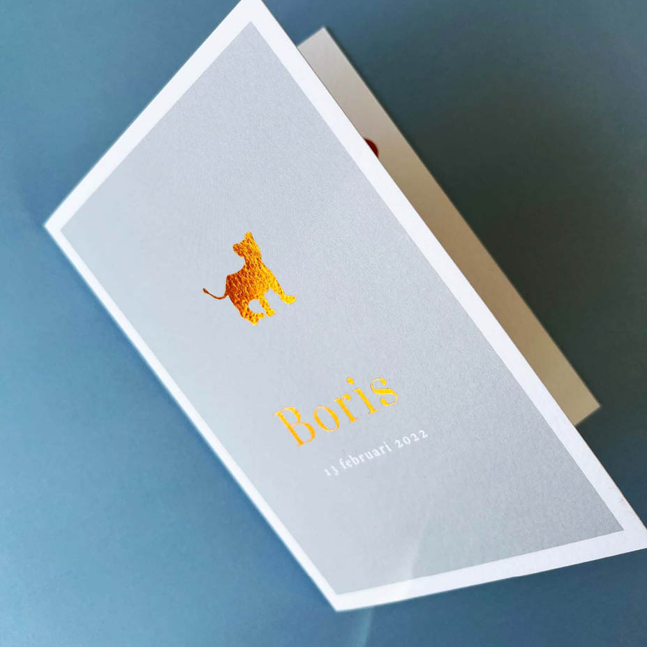 Structuurpapier + bronsfolie | Origineel kaartje Luca Finn