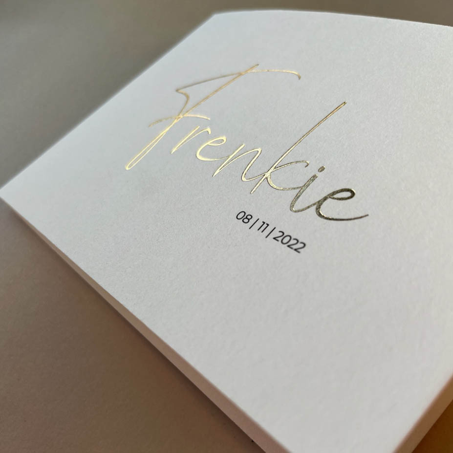 Gmund 300 gr + goudfolie | origineel kaartje Oskar