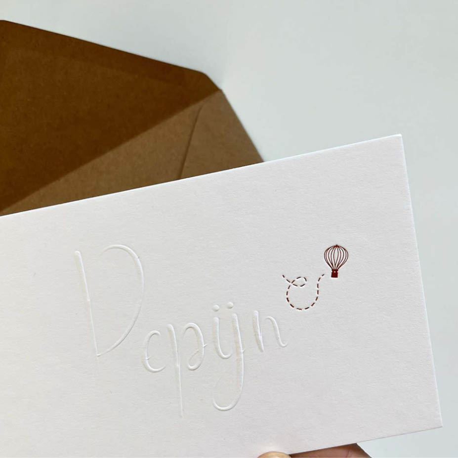 Katoenpapier + reliëfdruk + folie | origineel kaartje Moos