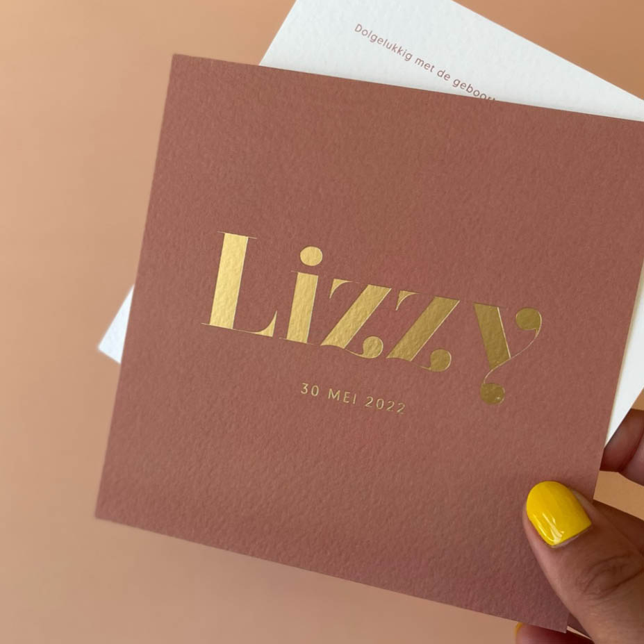 Reliëfpapier + matte goudfolie | Origineel kaartje Fië met folie